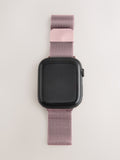 Pink mesh watch strap for Apple Watches, imported from the UK