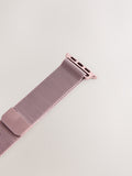 Pink mesh watch strap for Apple Watches, imported from the UK