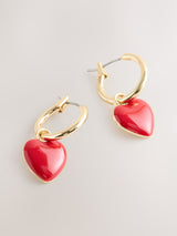 Next Red/Gold Tone Heart Hoop Earrings - Fashion Jewellery - 3cm x 1.5cm- Buy online at McGrocer