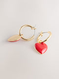 Red gold heart hoop earrings 3cm x 1.5cm, imported from the UK