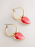 Red gold heart hoop earrings 3cm x 1.5cm, imported from the UK