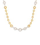 Azlee Candence circle chain necklace pavé diamond yellow gold - British product