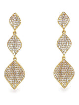 Next Ivory & Co Gold Rochelle Crystal Pave Triple Drop Earrings 4.2cm- Buy online at McGrocer