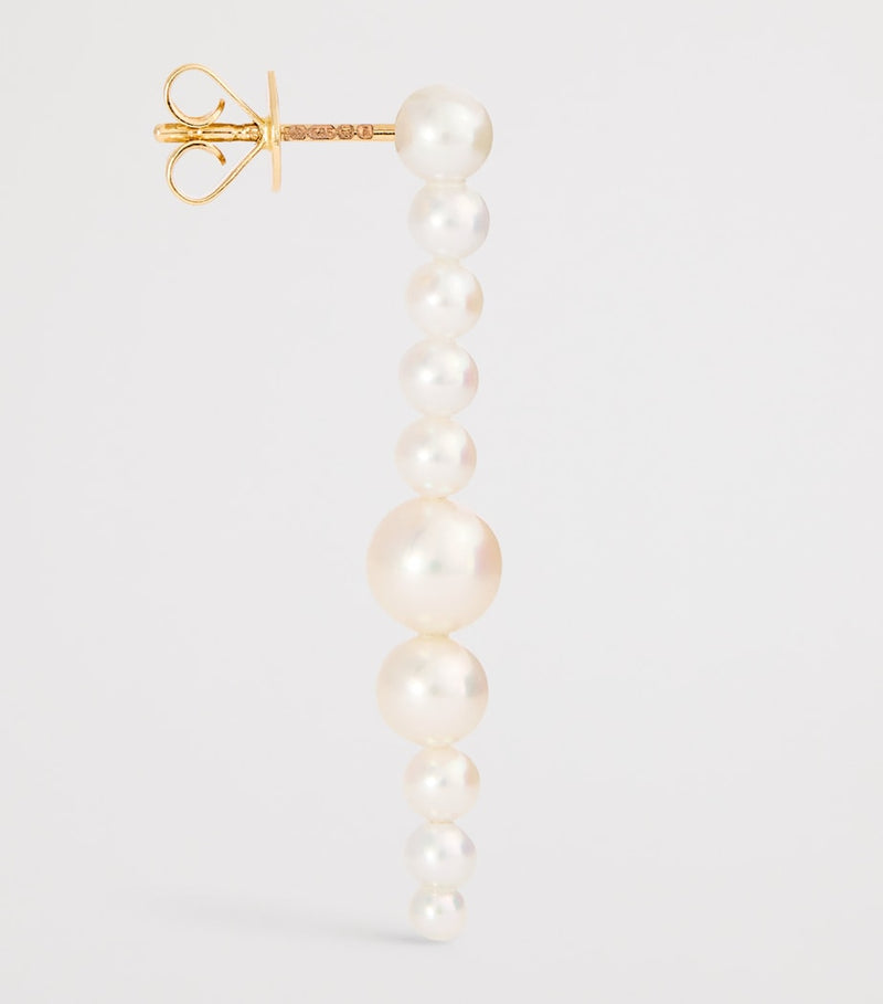 Sophie Bille Brahe Sienna Moon earrings in recycled yellow gold with freshwater pearls, imported from the UK