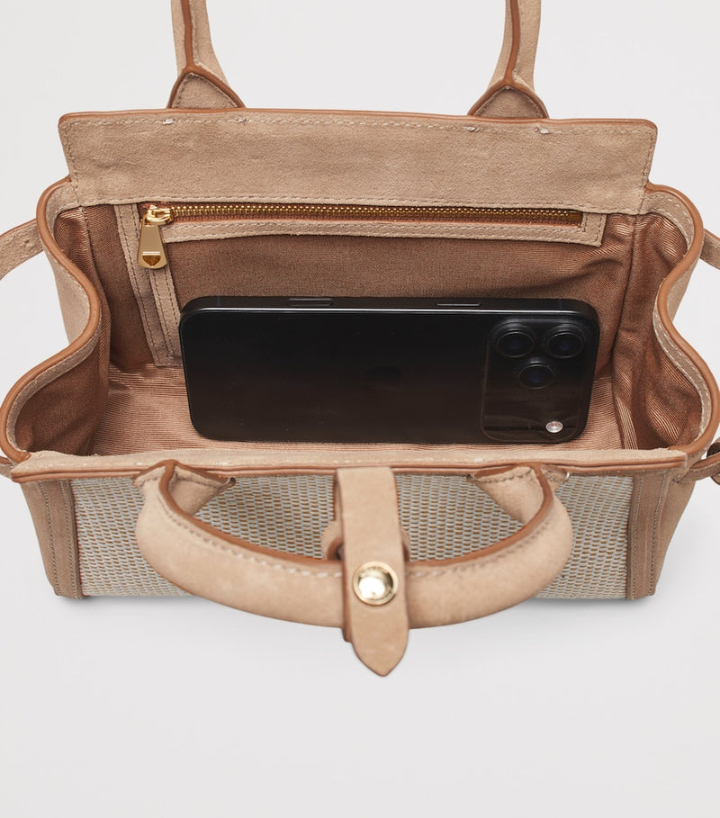 Aspinal of London Savannah bag in raffia and suede - British product