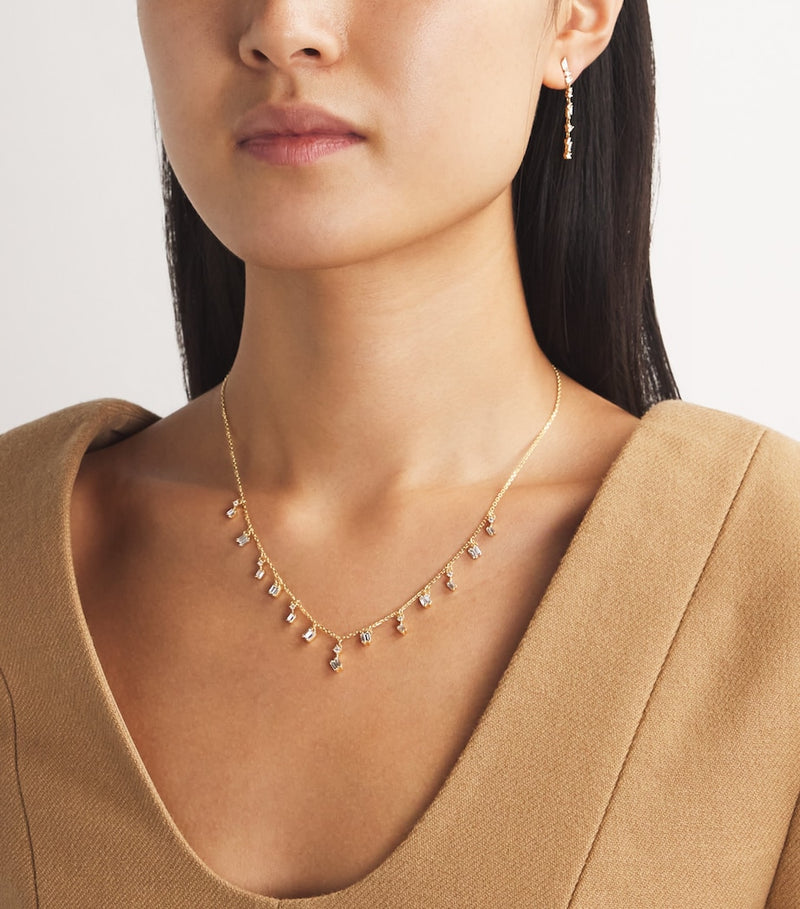Suzanne Kalan cascade diamond necklace yellow gold (British brand)