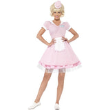 Smiffys 50s Diner Girl costume dress and mini hat, imported from the UK