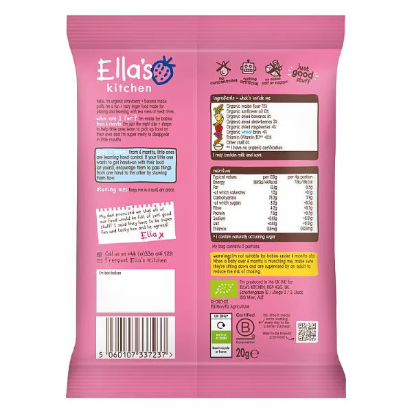 Ella's Kitchen strawberry banana melty puffs - British product