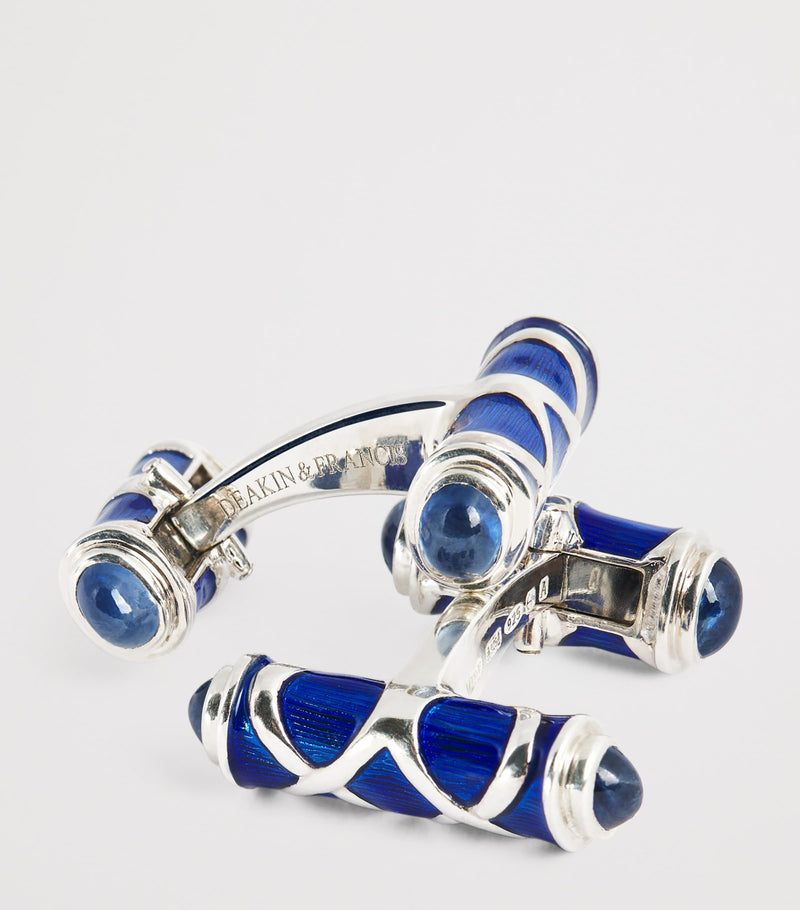 Deakin & Francis cobalt enamel and sapphire cufflinks, UK version