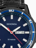 Sekonda Black Midnight analogue watch 44mm (British brand)