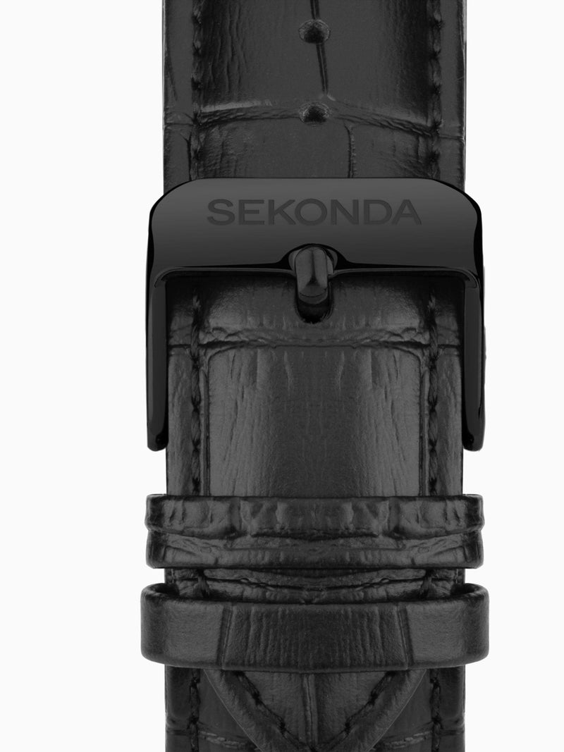 Sekonda Black Midnight analogue watch 44mm (British brand)