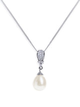 Next Ivory & Co Rhodium Serrano Pearl Drop Pendant Necklace- Buy online at McGrocer