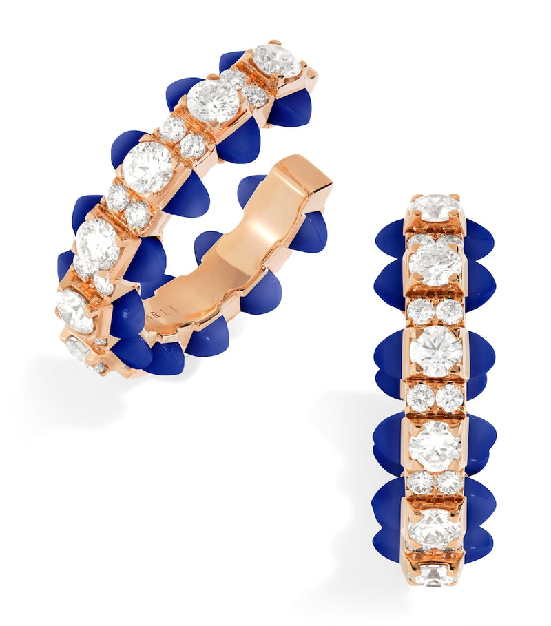 MARLI New York rose gold hoop earrings lapis lazuli diamonds - British product