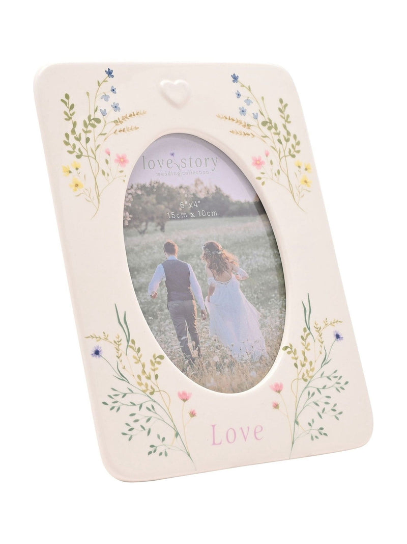 Widdop white ceramic photo frame 6x4 floral design (British brand)