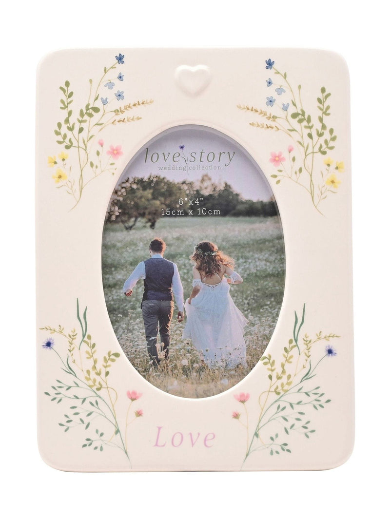 Widdop white ceramic photo frame 6x4 floral design (British brand)
