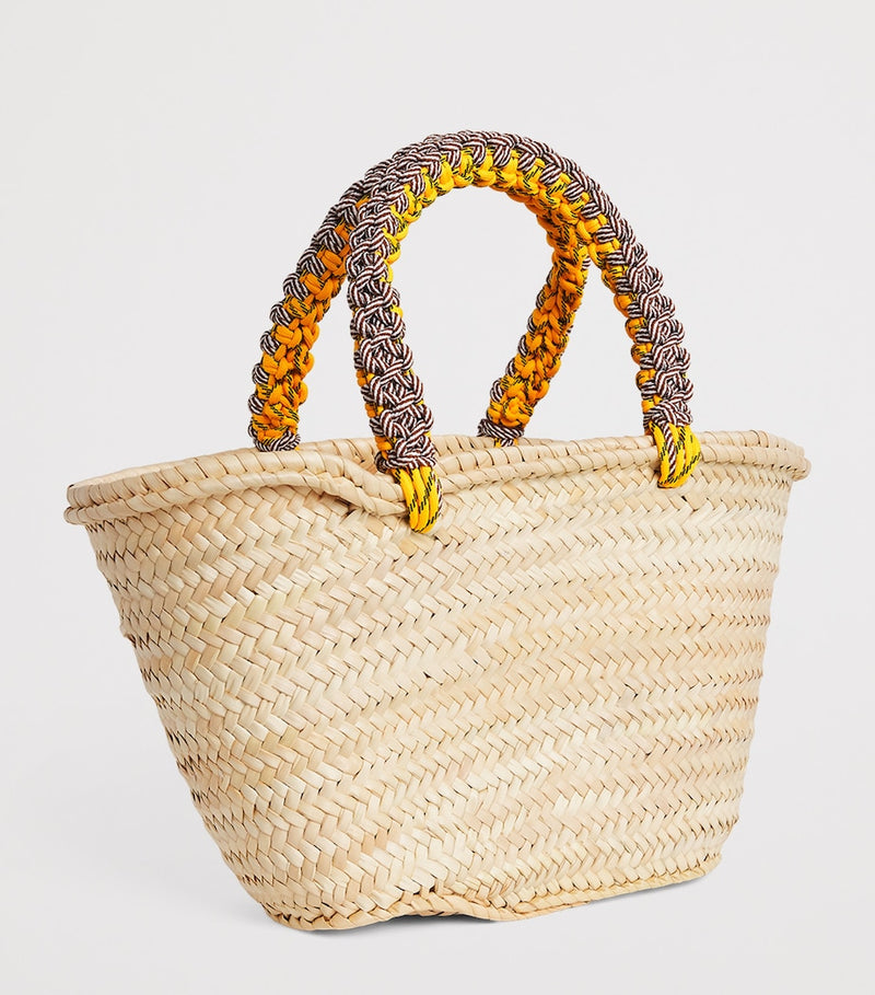 ALEMAIS medium woven Mona basket bag with macrame handles (British brand)