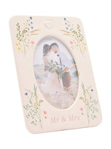 Next Widdop White Ceramic Photo Frame Floral Mr & Mrs 4x6- Buy online at McGrocer