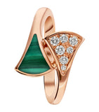 Bvlgari rose gold diamond malachite Divas' Dream ring, imported from the UK