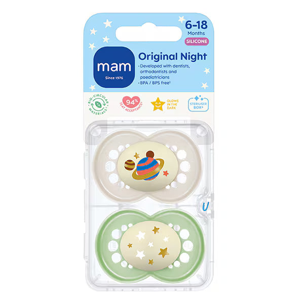 MAM Original Night soother 6-18m 2pk, imported from the UK