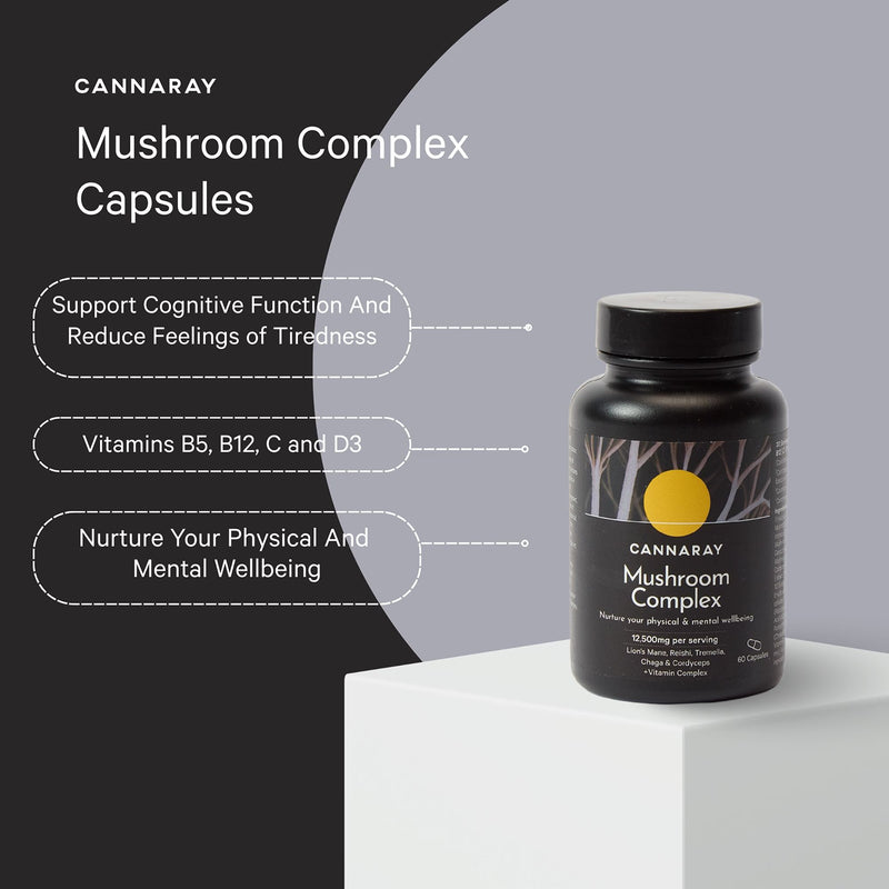 Cannaray Mushroom Complex capsules 60 count, imported from the UK