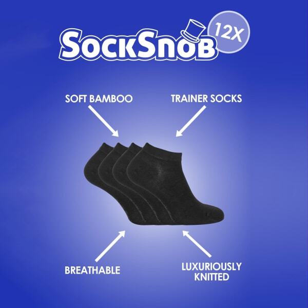 Sock Snob men's bamboo trainer socks 12 pairs (British brand)
