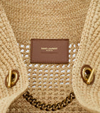 Saint Laurent Icare tote bag woven raffia gold-tone YSL emblem (British brand)