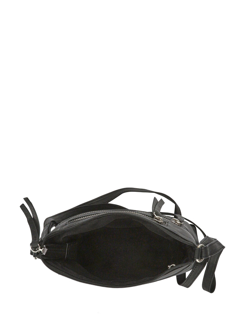 Pavers black zip up crossbody bag, imported from the UK