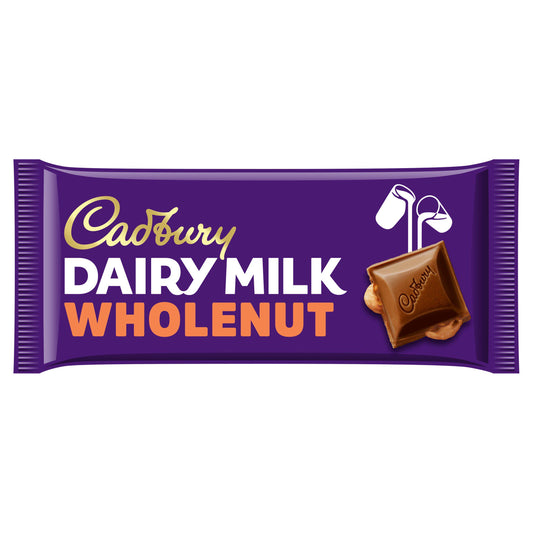 Cadbury Dairy Milk Whole Nut Chocolate Bar 180g Block chocolate bars Sainsburys   