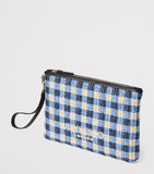 Jimmy Choo raffia logo pouch, imported from the UK
