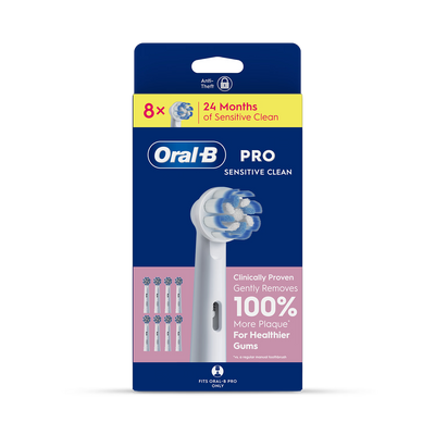Holland & Barrett Oral-B Pro Sensitive Clean Toothbrush Heads, 8 Counts- Buy online at McGrocer