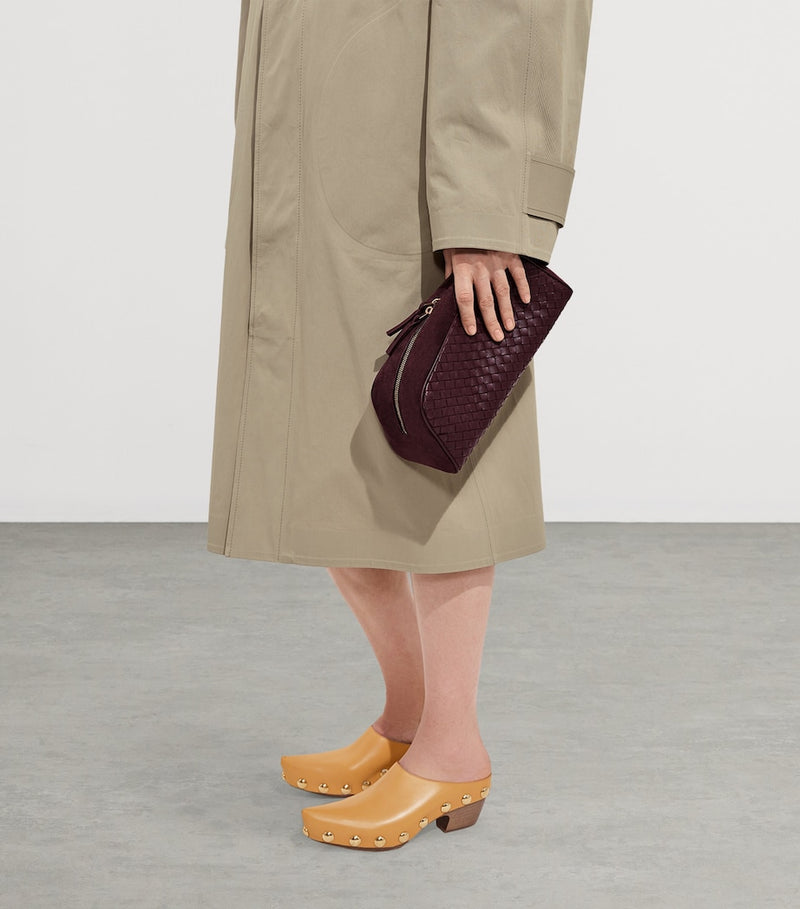 Bottega Veneta large leather Nodo pouch with Intrecciato weave, imported from the UK