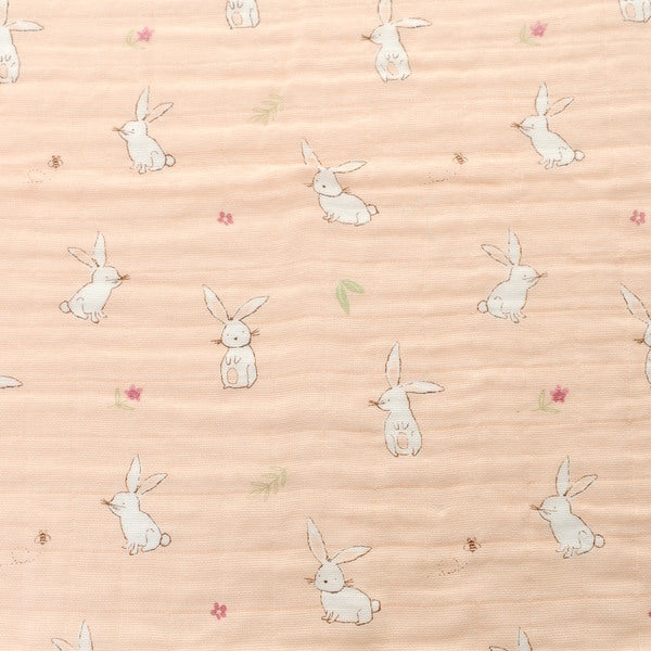 Ziggle Cotton Muslin Square - Pink Bunnies
