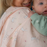 Ziggle Cotton Muslin Square - Pink Bunnies