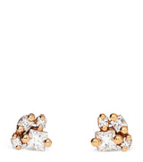 Harrods Suzanne Kalan Rose Gold and Diamond Princess Cluster Stud Earrings- Buy online at McGrocer