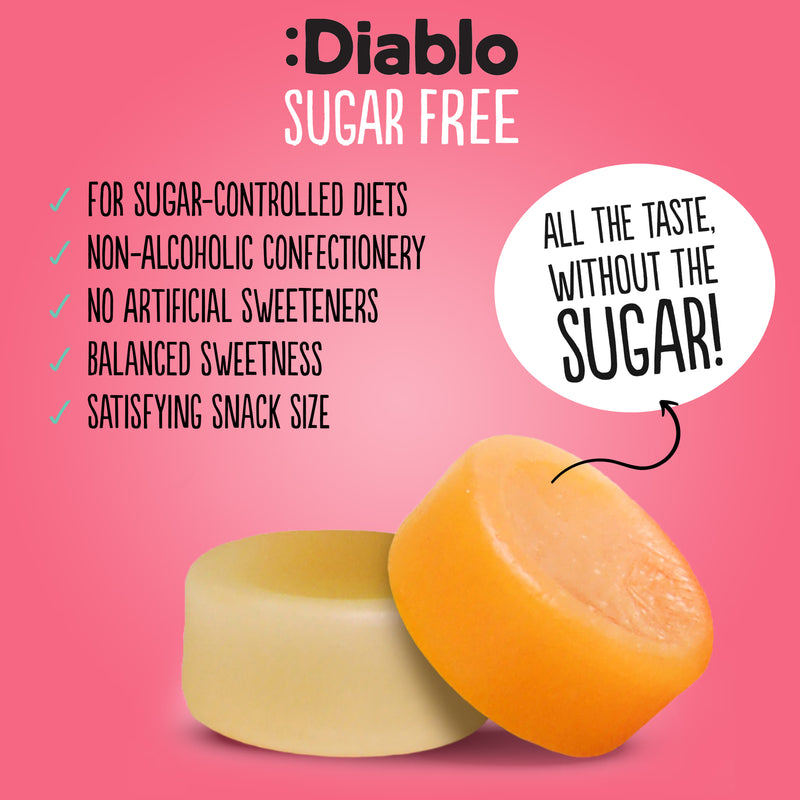 Diablo sugar free gummy drops 75g pack of 16 (British brand)