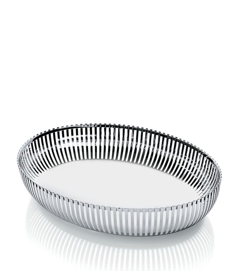 Alessi oval stainless steel basket with mirror-polished rods - British product