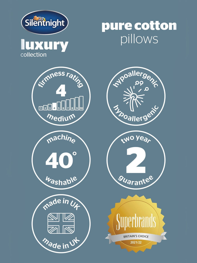 Silentnight medium pure cotton pillows 2 pack (British brand)