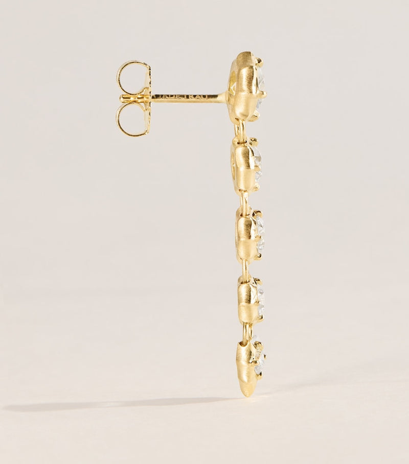 Jade Trau yellow gold diamond drop earrings, imported from the UK