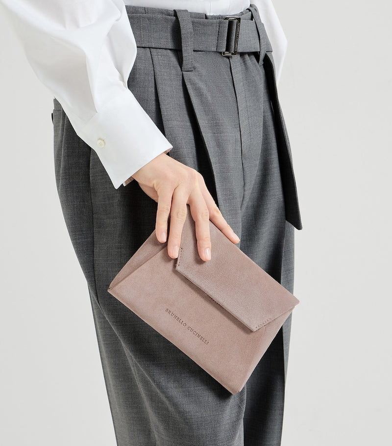 Brunello Cucinelli suede clutch bag - British product