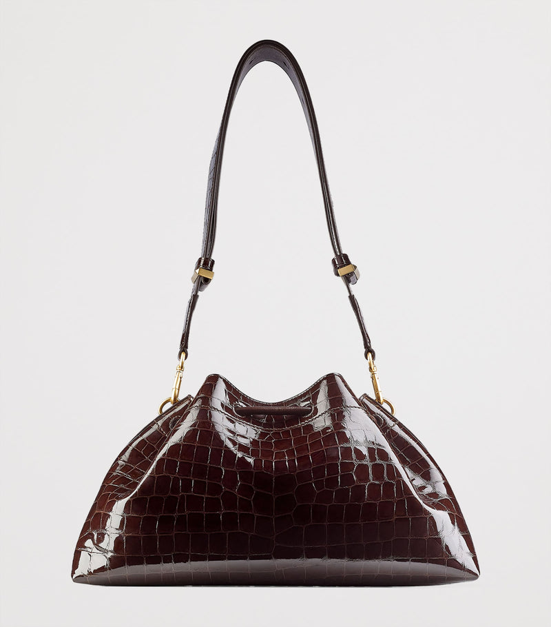 Jimmy Choo crocodile-effect leather cinch shoulder bag - British product