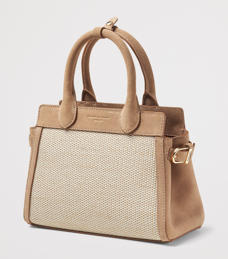 Aspinal of London Savannah bag in raffia and suede - British product