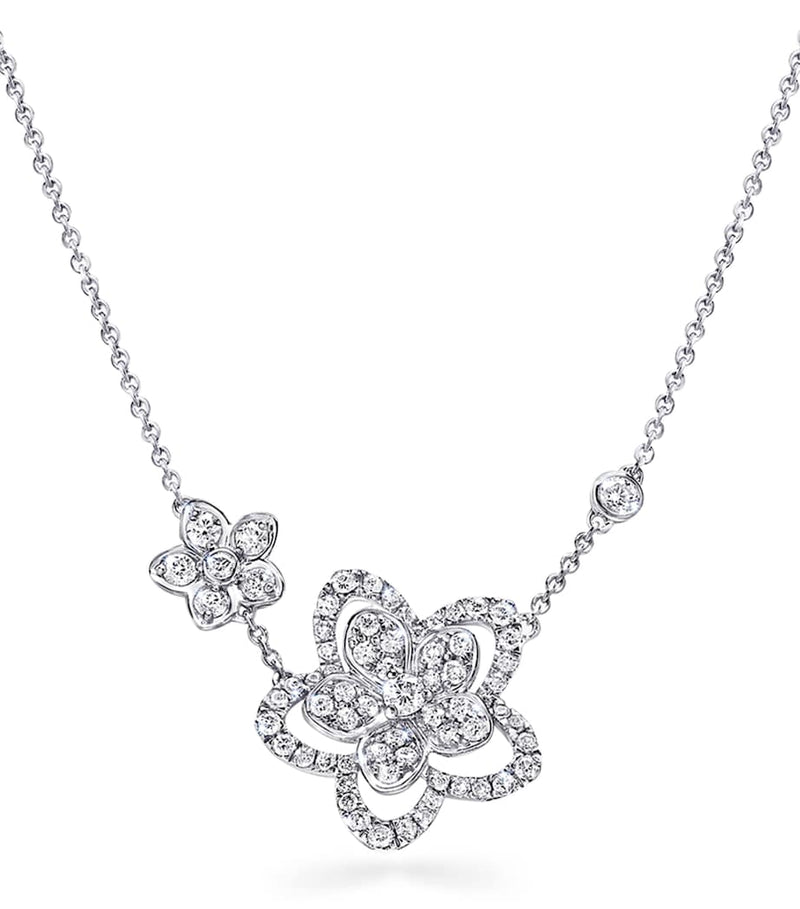 Graff Wild Flower necklace white gold diamond 45cm, imported from the UK