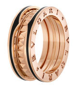 Harrods Bvlgari Rose Gold and Black Ceramic B.zero1 Rock Two-Band Ring- Buy online at McGrocer
