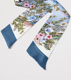 Aspinal of London Edwardian garden silk skinny scarf, imported from the UK