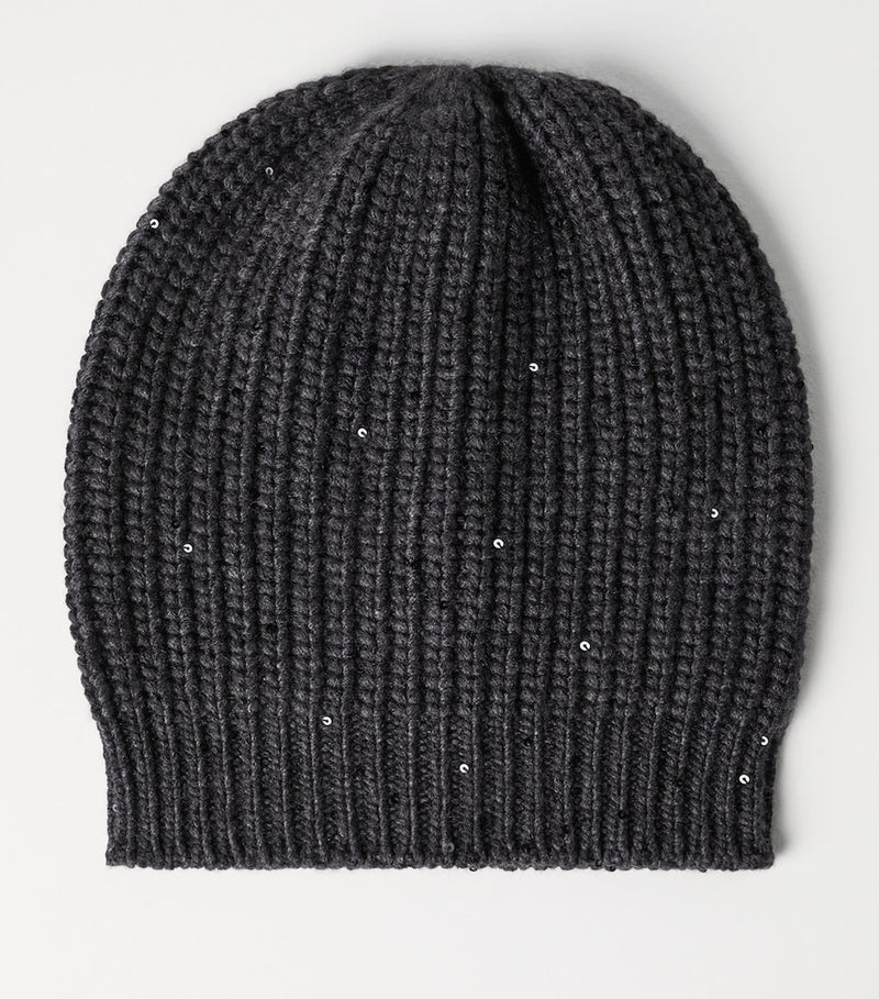 Brunello Cucinelli cashmere silk beanie paillettes - British product