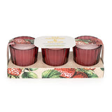 Superdrug Candlelight Set of 3 Ribbed Mini Candles Wild Strawberry Rhubarb Scented Votive - British- Buy online at McGrocer