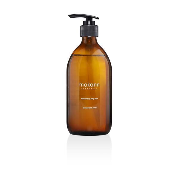 Mokann body wash gel Sandalwood & Amber 500g, imported from the UK