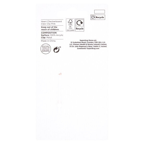 Studio London Heart Checkerboard Claw Clip GOODS Superdrug