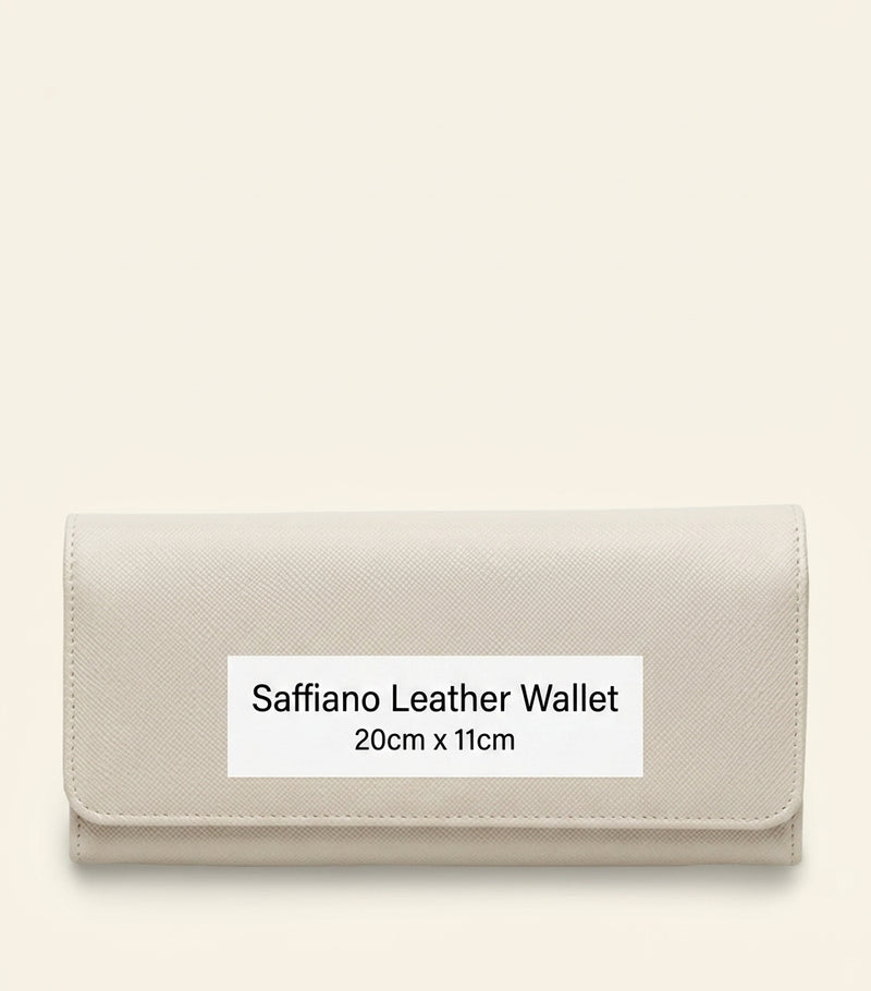 Prada large Saffiano leather bifold wallet with colorful interior, imported from the UK