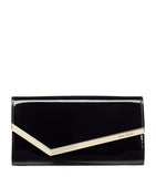 Jimmy Choo Emmie patent clutch bag with chain strap, UK version